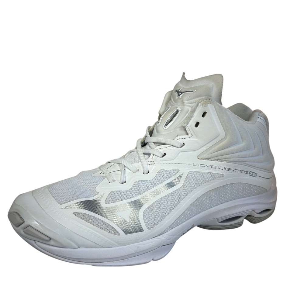 Mizuno Wave Lightning Z6 Women 10 White Silver Mid Top Volleyball Shoes Gorpcore